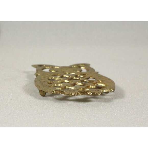 Set of 2 Vintage Brass Owl Trivets Metal Hot Pads Wall Hanger Retro Bird Coaster - Picture 3 of 4
